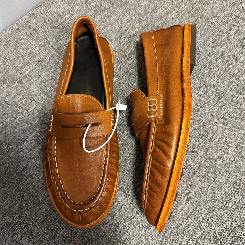 Driving Shoes with Wrinkles for Men, Genuine Leather, Vintage Lightweight Loafers, High-end Horsehide, Casual Wear