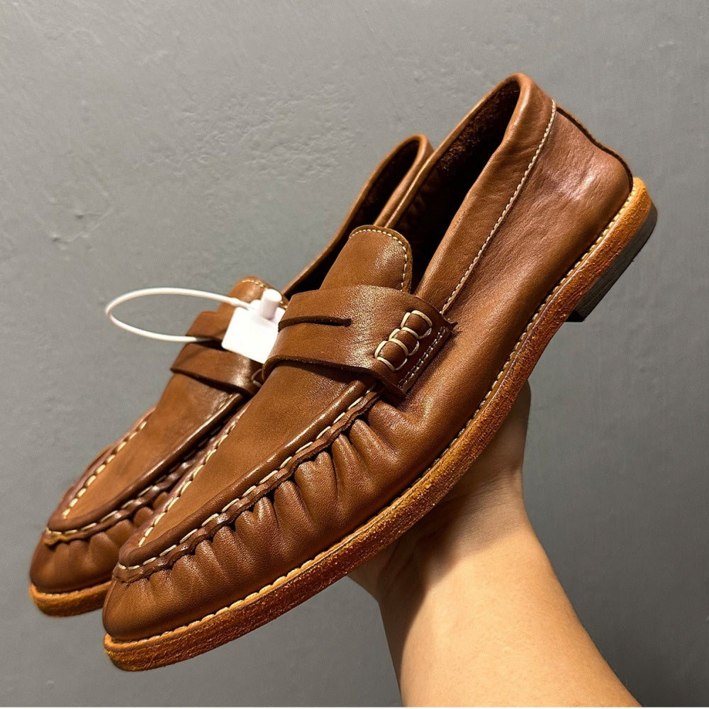Driving Shoes with Wrinkles for Men, Genuine Leather, Vintage Lightweight Loafers, High-end Horsehide, Casual Wear