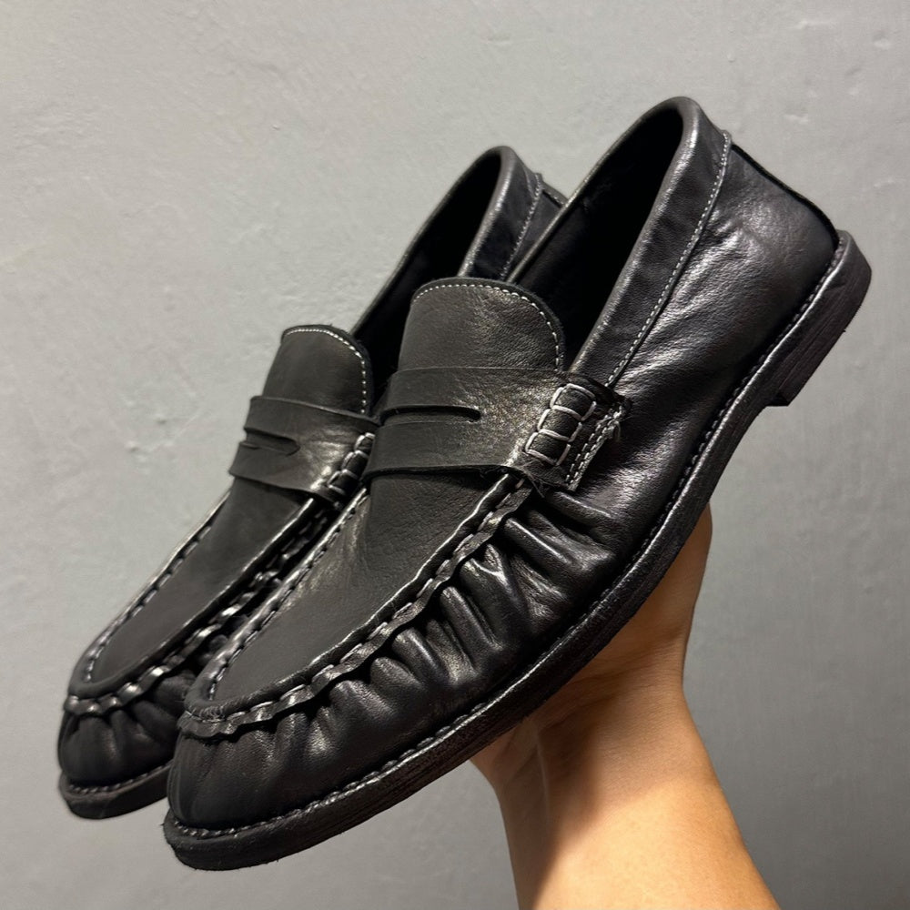 Driving Shoes with Wrinkles for Men, Genuine Leather, Vintage Lightweight Loafers, High-end Horsehide, Casual Wear
