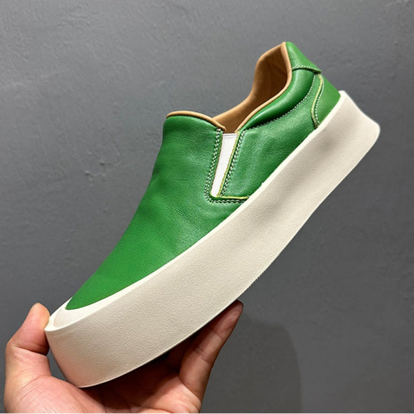 Autumn New Men's Superior Cowhide loafers Genuine Leather Thick Sole Board Shoes for Man